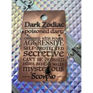 Dark Zodiac Poisoned Dart Scorpio‎ Necklace Gold Tone Chain New on Card